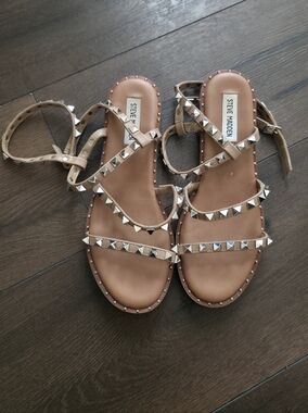 Steve Madden Womens Nude Studded Strap Spring Summer Sandals